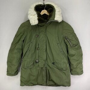 US Army Extreme Cold Weather Snorkel Parka Jacket Mens Small Type N-3B‎ Green